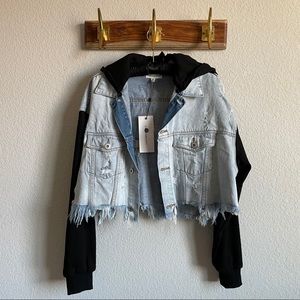 NWT Denim Contrast Hooded Jacket